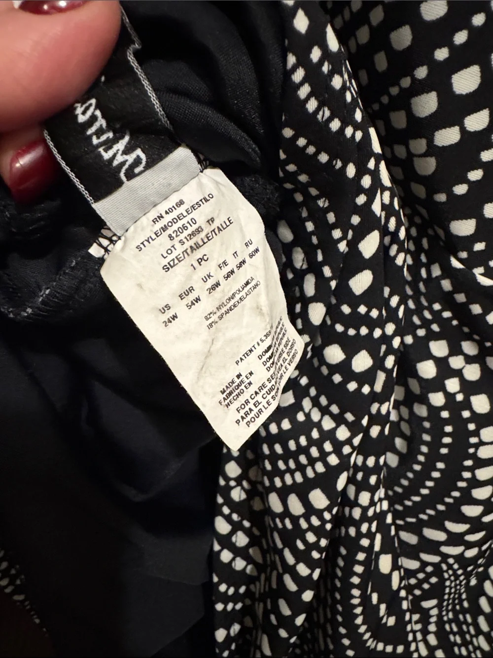 MIRACLESUIT Size 24W Black Polka Dot Underwire Tankini Swimsuit Top EUC